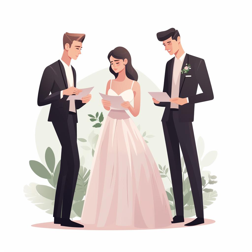 A wedding planner discussing the guest list with the couple