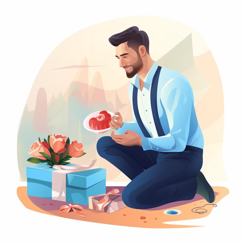 Person thoughtfully examining a wedding gift