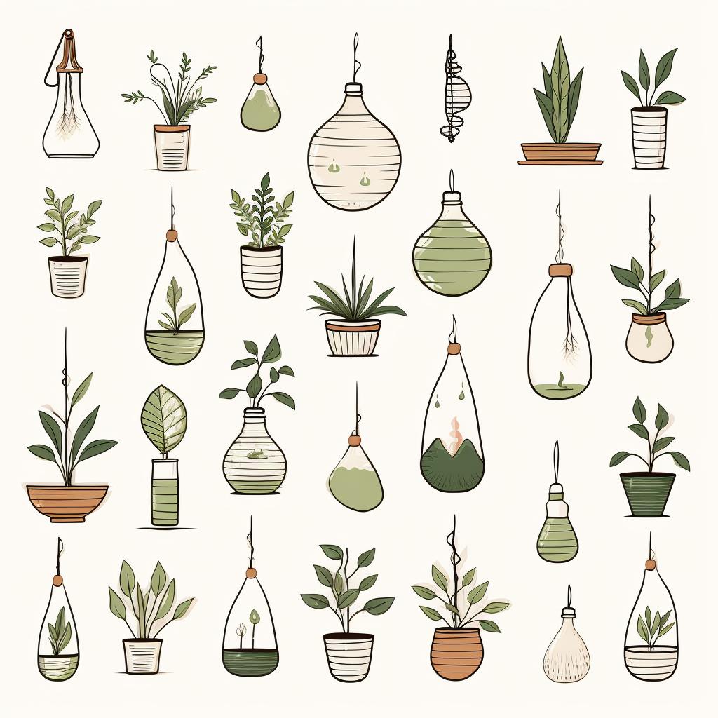 Sketches of various eco-friendly decoration designs