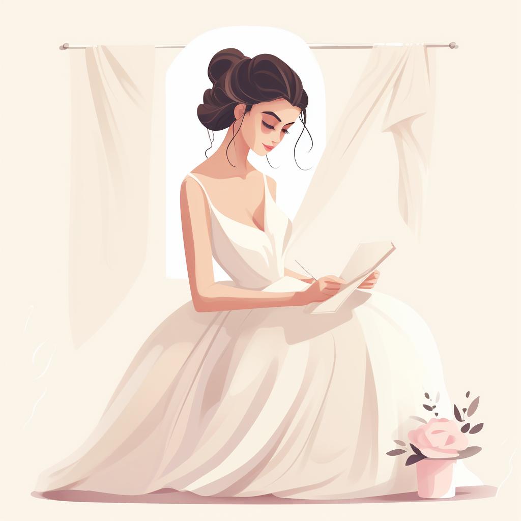 A bride making a list of wedding dress designers